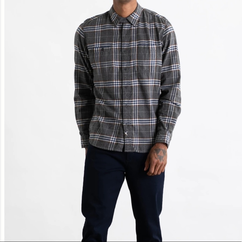Bridge & Burn Winslow gray plaid flannel shirt